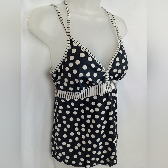 2/$30‎ Halter Tankini COLE OF CA Polka Dot Striped Swimwear Top (#978) - Picture 3 of 7